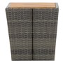 Graues 3-tlg. vidaXL Bistro-Set aus Rattan und Akazienholz für Garten oder Balkon.