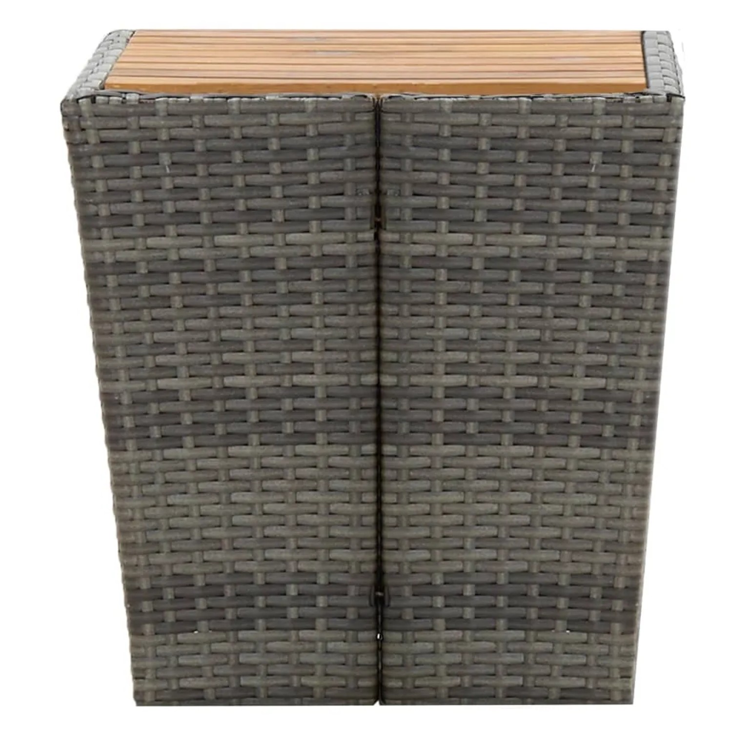Graues 3-tlg. vidaXL Bistro-Set aus Rattan und Akazienholz für Garten oder Balkon.