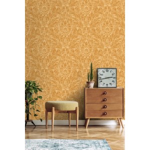 ESTAhome Vliestapete Terrakotta mit eleganten Ornamenten. Matte Oberfläche für moderne, klassische Wandgestaltung.