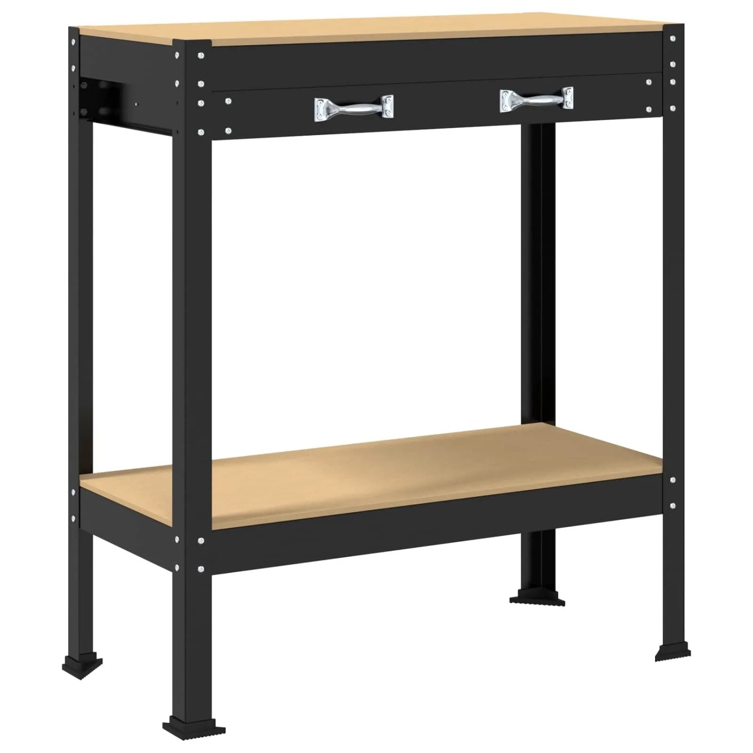 vidaXL Werkbank mit Regal Schwarz 80 x 40 x 91 cm Sperrholz und Metall 42020130