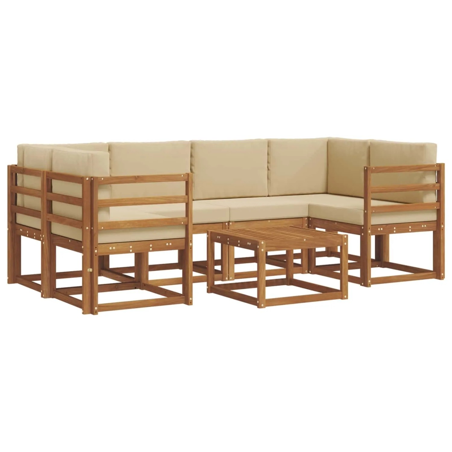vidaXL Outdoor-Sofagarnitur mit Kissen 7-Tlg Natur und Beige 3366066