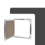 Geöffnete Protektor Revisionsklappe mit Alu-Rahmen, 40x40cm, 12mm GK-Einlage, silber.