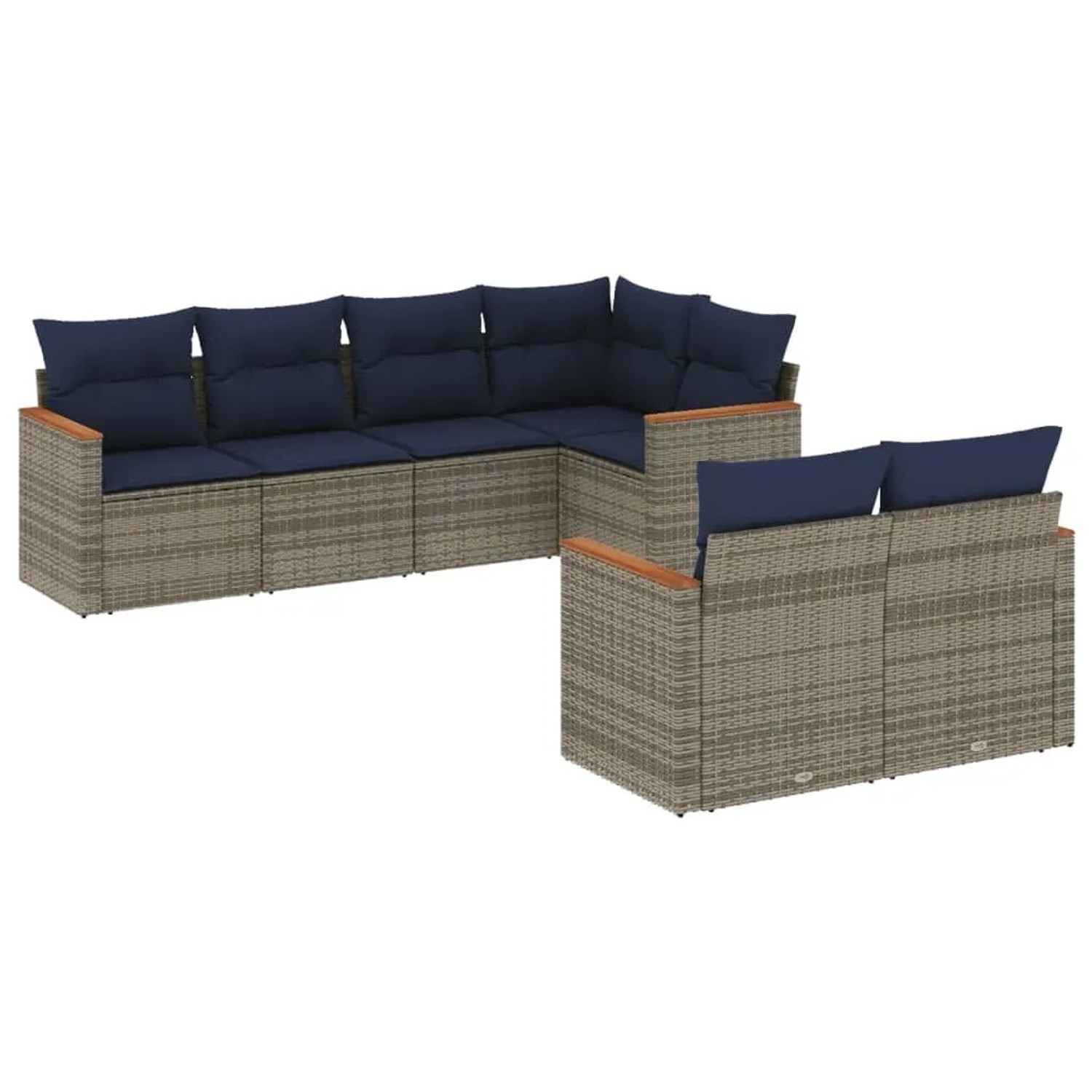 vidaXL 7-Tlg Gartensofa-Set mit Kissen Grau Polyrattan 3226145 günstig online kaufen