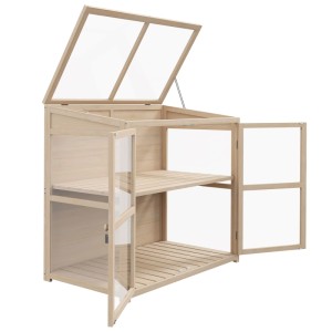 Outsunny Frühbeet aus Holz 2-Stufig mit Dachfenster Natur 103 x 61 x 103 cm