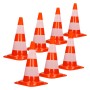Set aus 7 orange-weißen Verkehrskegeln (47cm) mit reflektierenden Streifen für Pannenhilfe.