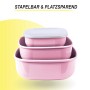 ProHome Vorratsdosen, 3er Set, eckig, rosa. Frischhaltedosen für die Küche, platzsparend.