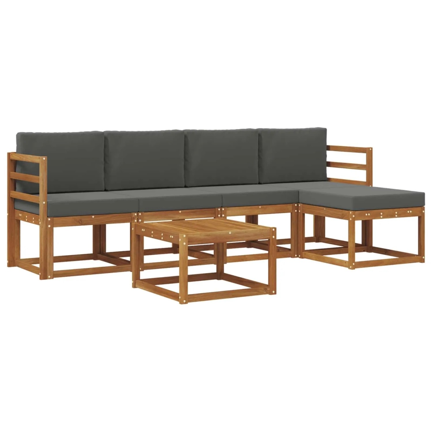 vidaXL Outdoor-Sofagarnitur mit Kissen 6 Stk Natur und Anthrazit 3366275