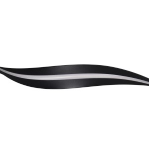 Geschwungenes schwarzes LED-Leuchtelement der Pendelleuchte Tivor mit integriertem Lichtband.