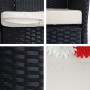 Detailansicht: MCW Poly-Rattan Sessel Halden 2er-Set, anthrazit mit creme Kissen.