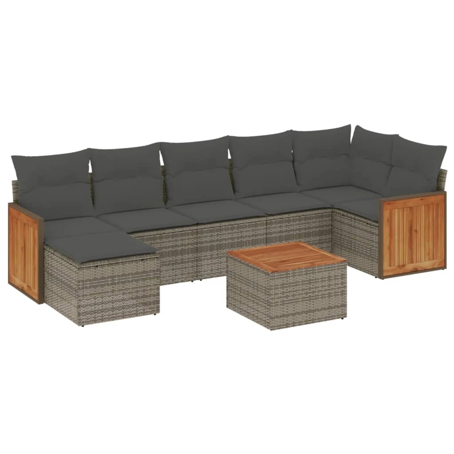 vidaXL 8-Tlg Garten-Sofagarnitur mit Kissen Grau Poly Rattan 3227880 günstig online kaufen