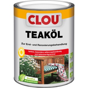 Dose Clou Teaköl Transparent 2,5 l für Holzmöbel und -terrassen.