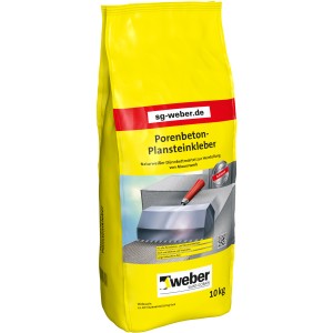 Gelber Sack Weber Porenbeton-Plansteinkleber 10 kg für Porenbetonsteine.