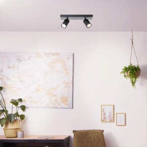 Schwarzer, 2-flammiger LED-Spotbalken Jello von Brilliant für flexible Innenraumbeleuchtung.