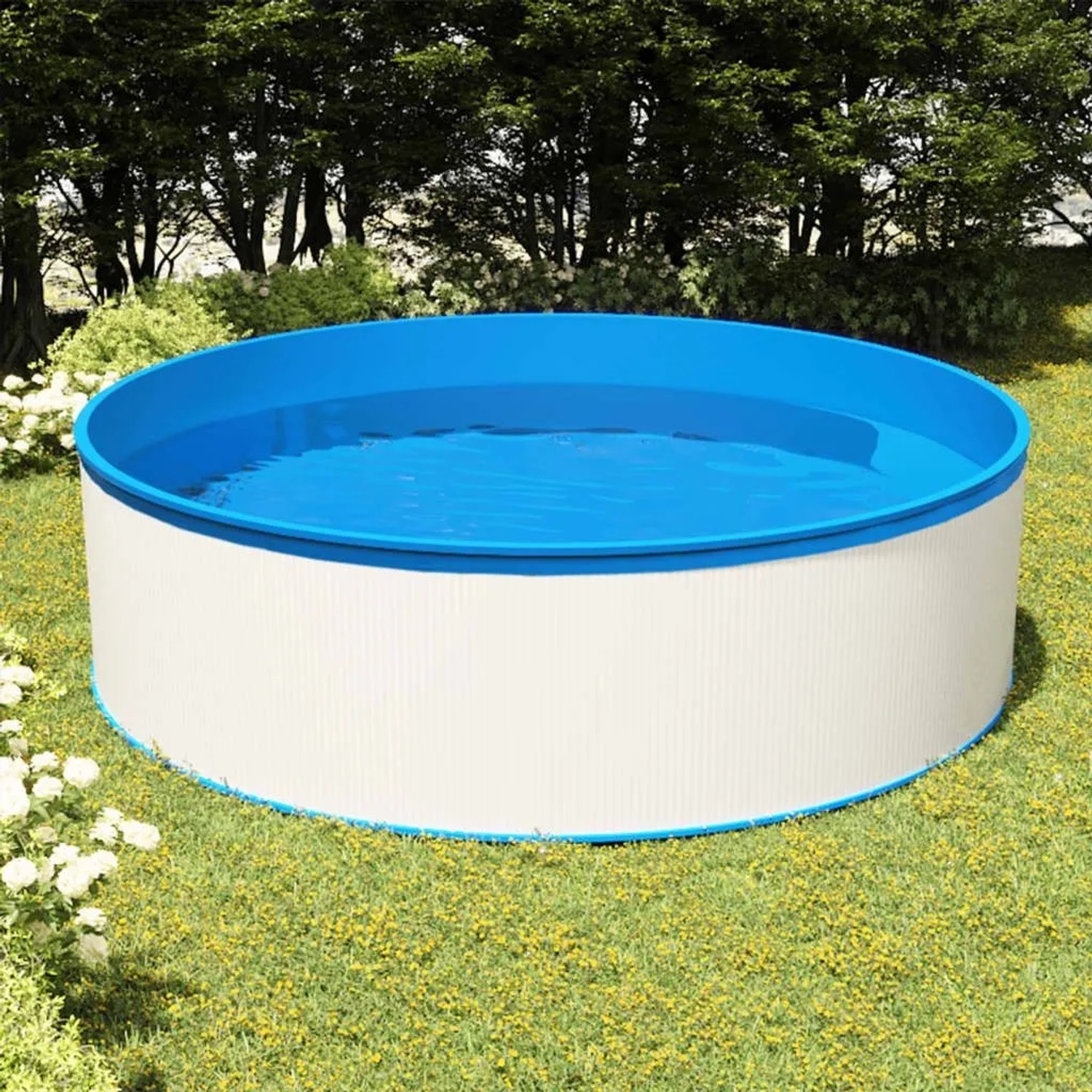 vidaXL Planschbecken mit Einhängeskimmer und Pumpe 350x90 cm Weiß 3070798_2