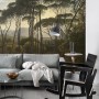 ESTAhome Fototapete mit italienischer Landschaft in Dunkelgrün im Wohnzimmer.