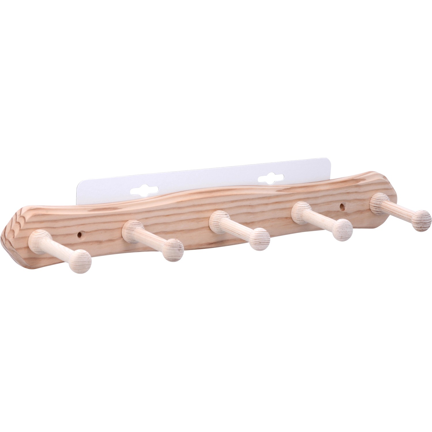 Siro Hakenleiste aus Kiefernholz mit 5 Haken, Länge 460mm, FSC®-zertifiziert.