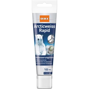 OBI Arcticweiß Rapid Ausbesserungstube 100ml für weiße Wandfarbe, mit Schwamm.