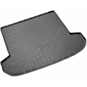 Schwarze Gummi Kofferraumwanne für Hyundai Tucson III ab 2015, passgenau mit Rand.