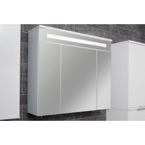 Fackelmann Spiegelschrank Kara, 80 cm, weiß, mit Beleuchtung und Softclose-Türen.