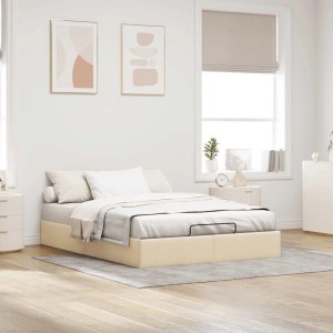 vidaXL Ottoman-Bett ohne Matratze Creme 140x200 cm Stoff 3310887