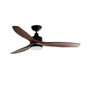 Pepeo Deckenventilator Notos mit LED, 132 cm, schwarz, Holzdekor. Energiesparend und mit Fernbedienung.