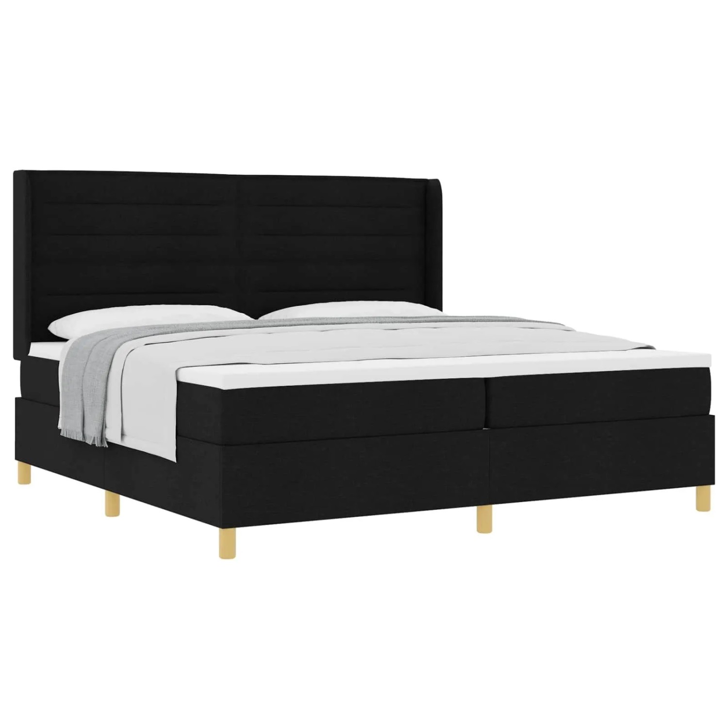 vidaXL Boxspringbett mit Matratze Schwarz 200 x 200 cm Stoff 3341793