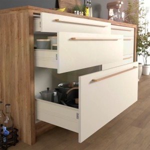 SOTECH Schubladensystem Metallbox, Zargenhöhe 86mm, Nennlänge 550mm, Cremeweiß.