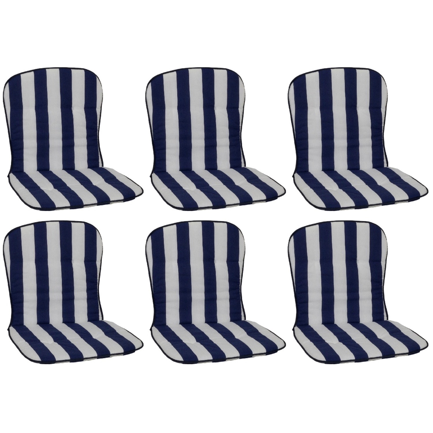 Beo Sitzauflage Niedriglehner Mono 6er-Set Blau-Weiß gestreift günstig online kaufen
