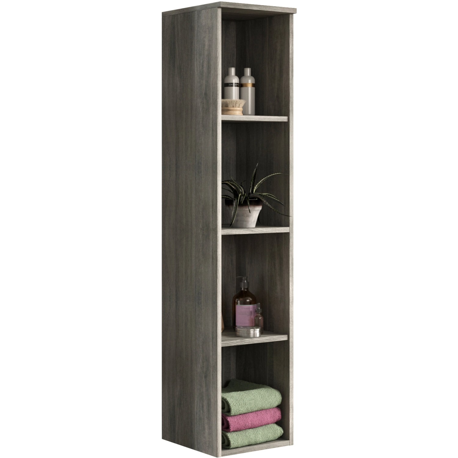 ebuy24 Badezimmerspiegelschrank York Badschrank 4 raum rauchfarbenen. günstig online kaufen