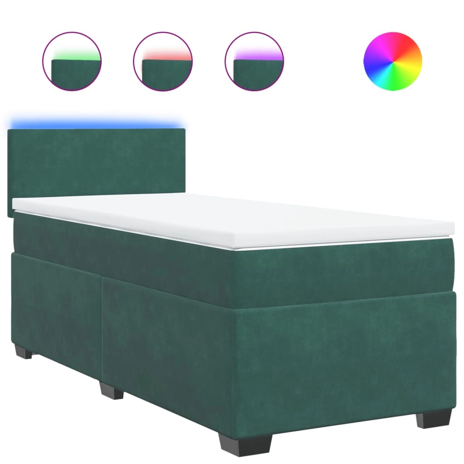 vidaXL Boxspringbett mit Matratze Dunkelgrün 90x200 cm Samt 3288507 günstig online kaufen