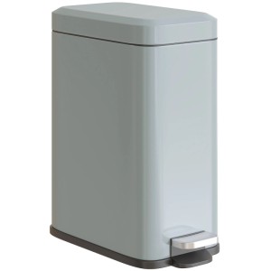HOMCOM Mülleimer 5L mit Deckel und Fußpedal Inneneimer Metall Grau 29,2x14x32cm
