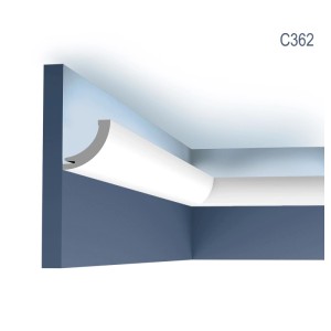 Weiße ORAC Decor C362 LUXXUS Zierleiste (12 Stk.) für indirekte Beleuchtung an Wand und Decke.