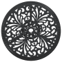 Detailansicht Tischplatte des schwarzen vidaXL Garten Bistro Sets aus Aluminium mit filigranem Muster.