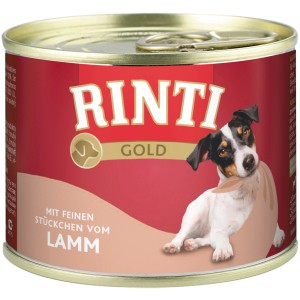 Rinti Gold Hunde-Nassfutter Lamm, 185g Dose. Alleinfutter mit feinen Lammstückchen für Hunde.