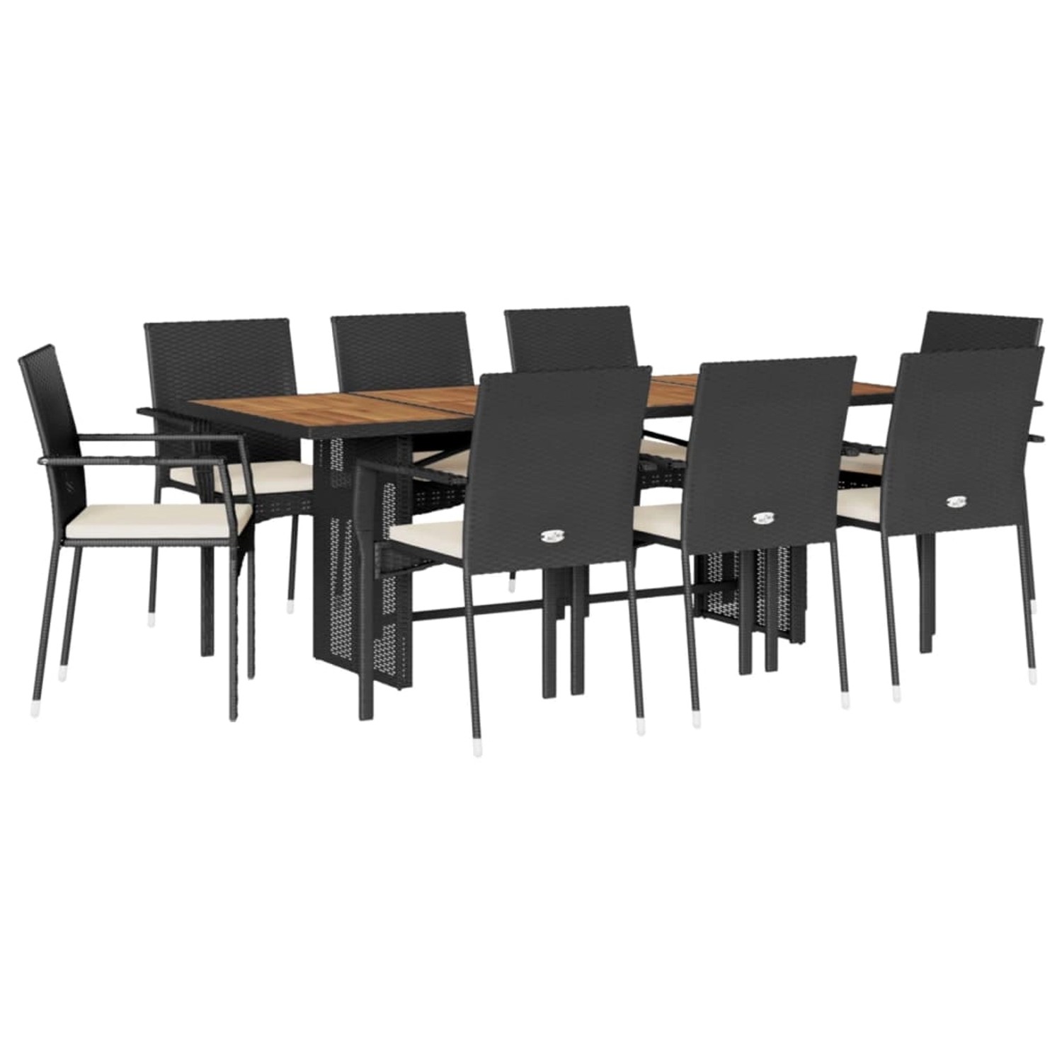vidaXL 9-Tlg Garten-Essgruppe mit Kissen Schwarz Poly Rattan 3213503 günstig online kaufen