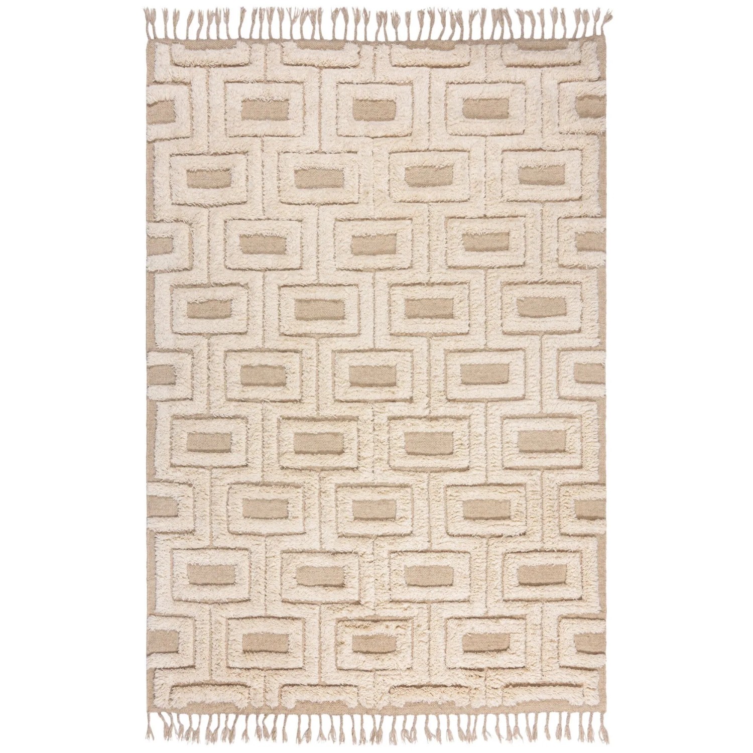Flair Rugs Hochflorteppich Greek Key 160 cm x 230 cm Natural