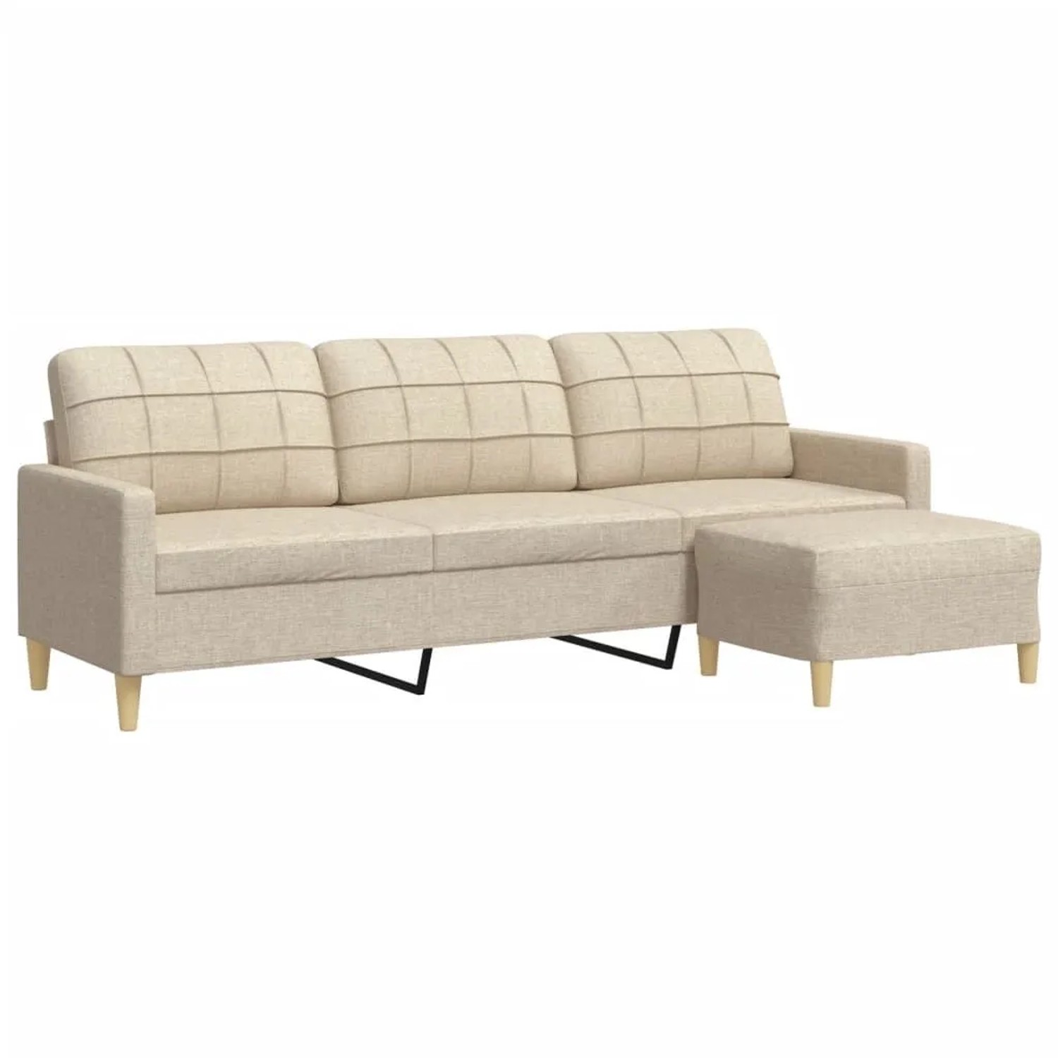 vidaXL 3-Sitzer-Sofa mit Hocker Creme 210 cm Stoff 3278251 günstig online kaufen