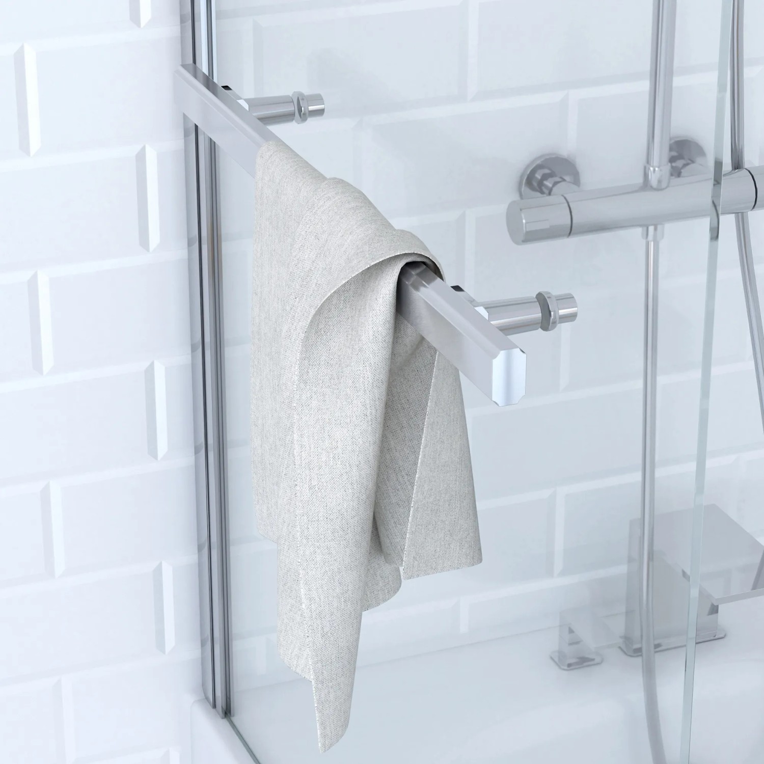 Aurlane Badewannenaufsatz Prime, chrom, mit Handtuch und 1 Flügel (150x85 cm).
