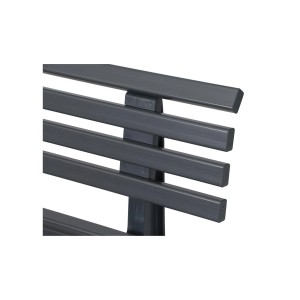 Detailaufnahme der graphitgrauen PROREGAL Gartenbank Antigua, 2-Sitzer, aus witterungsbeständigem Kunststoff.