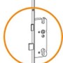 Detailansicht der 3-Punkt-Verriegelung für Stahl-Nebeneingangstür, Anschlag links.