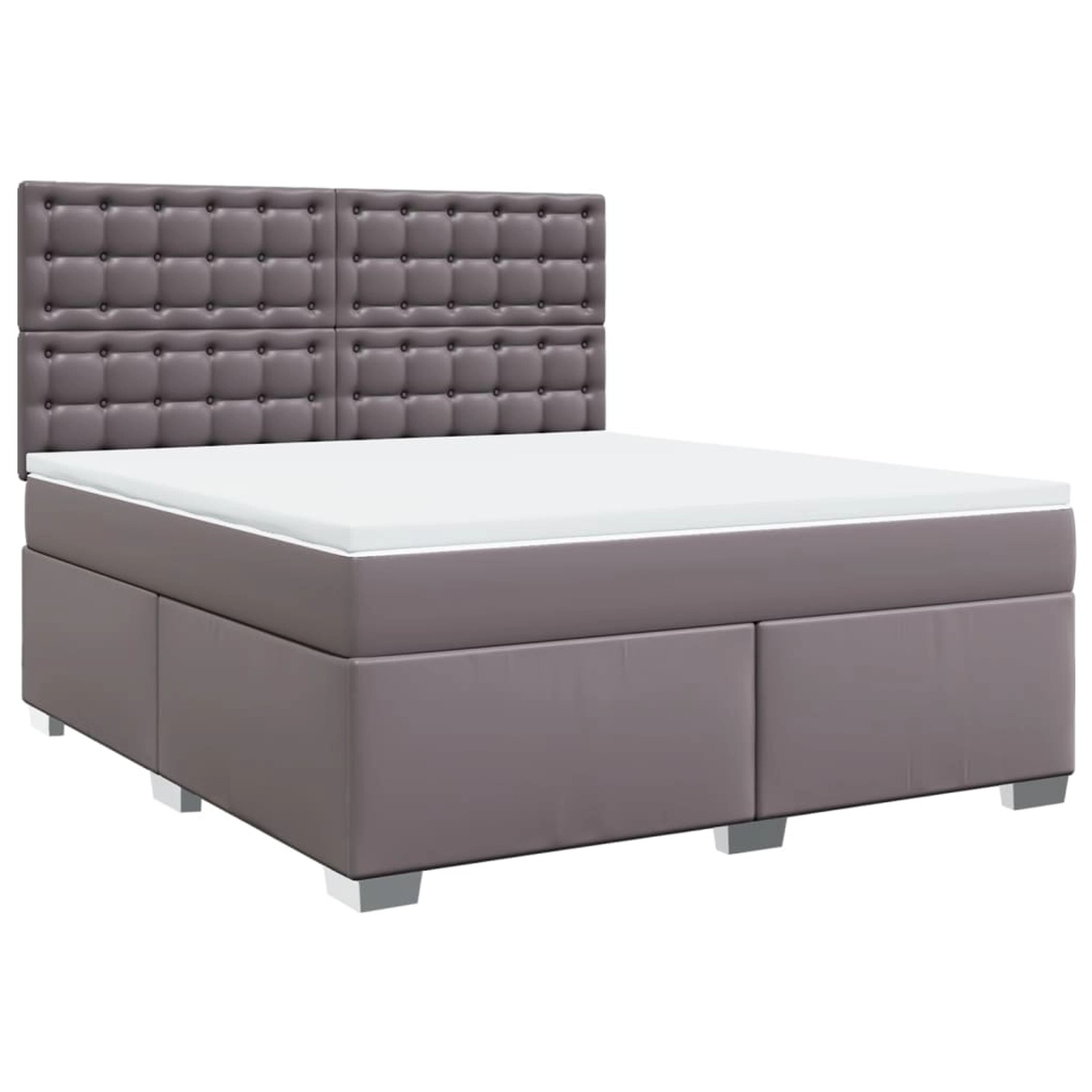 vidaXL Boxspringbett mit Matratze Grau 180x200 cm Kunstleder 3290734 günstig online kaufen