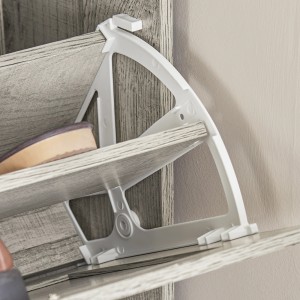Detailaufnahme: Grauer SoBuy Schuhkipper FSR137-HG mit Schuhablage und zwei Klappen.