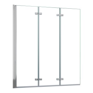 AICA Badewanneaufsatz 130x140cm, 3-teilige Faltwand aus ESG-Glas mit Chromrahmen für Duschen.