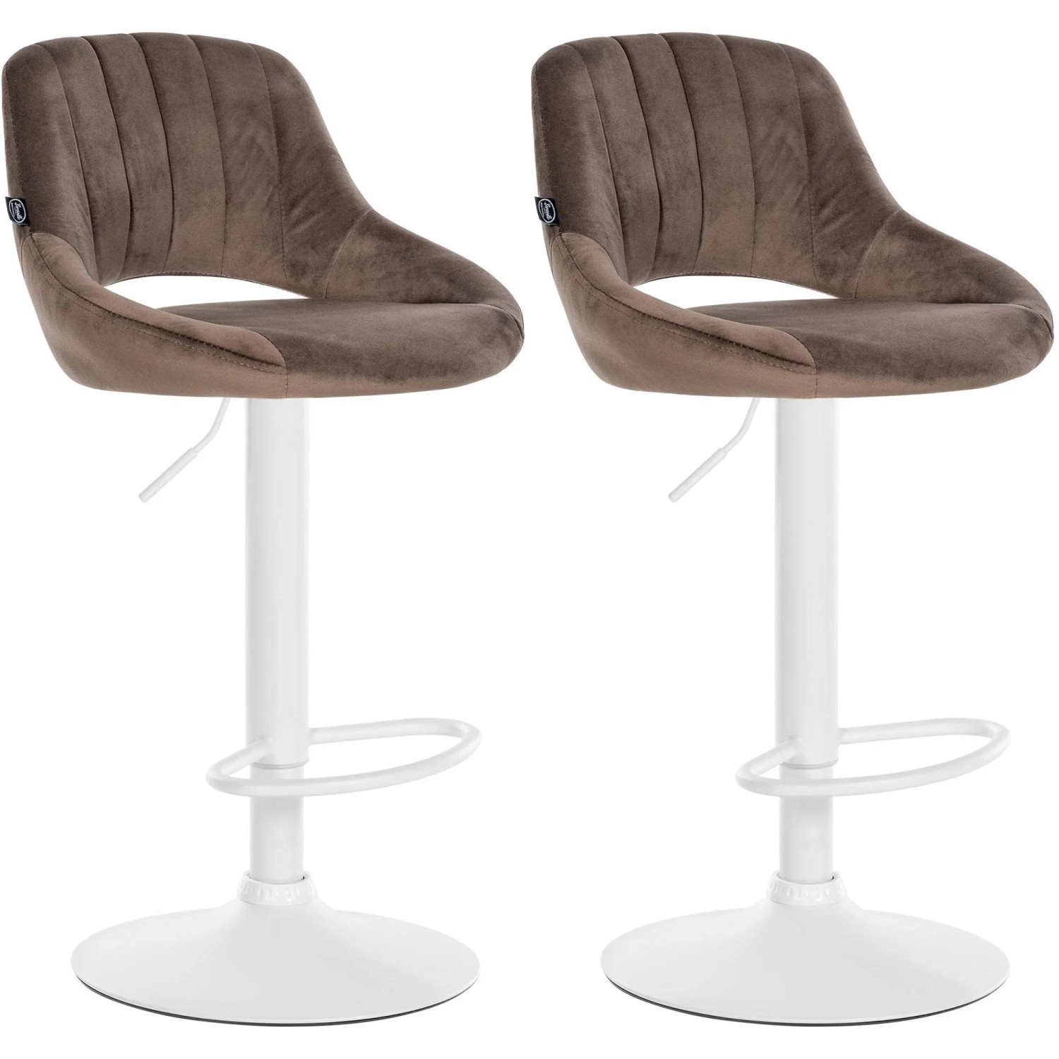DELUKE 2er Set Barhocker SEGAD Samt Braun 47x48x85cm Weiß Barstuhl Mit Lehne Tresenhocker Tresenstuhl