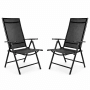 2er Set BigDean Gartenstühle, klappbare Hochlehner in Schwarz, 7-fach verstellbar.