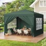 Grüner WOLTU Pop-Up Pavillon 3x3m, wasserdichtes Pagodenzelt für Garten & Camping.