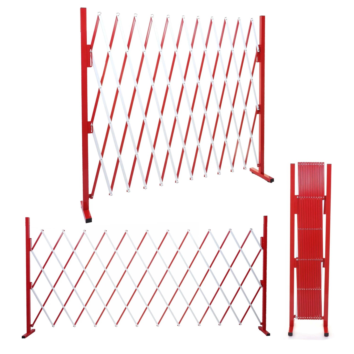 MCW Absperrgitter B34 Ausziehbar Alu Rot-Weiß Höhe 153cm Breite 36-300cm