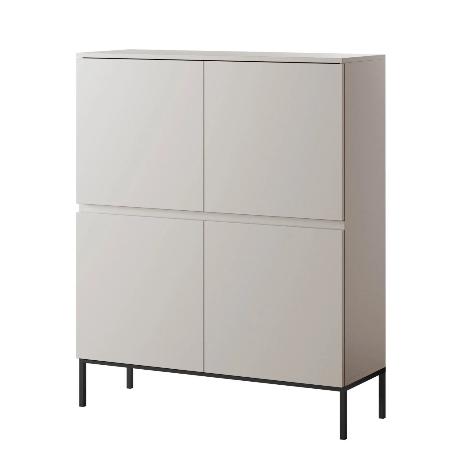 Selsey Highboard Bemmi 100 cm hoch Kaschmirgrau mit schwarzen Beinen