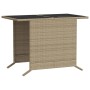 Beiges vidaXL Bistro-Set, 3-teilig, aus Polyrattan mit Glasplatte. Gartenmöbel für Balkon und Terrasse.