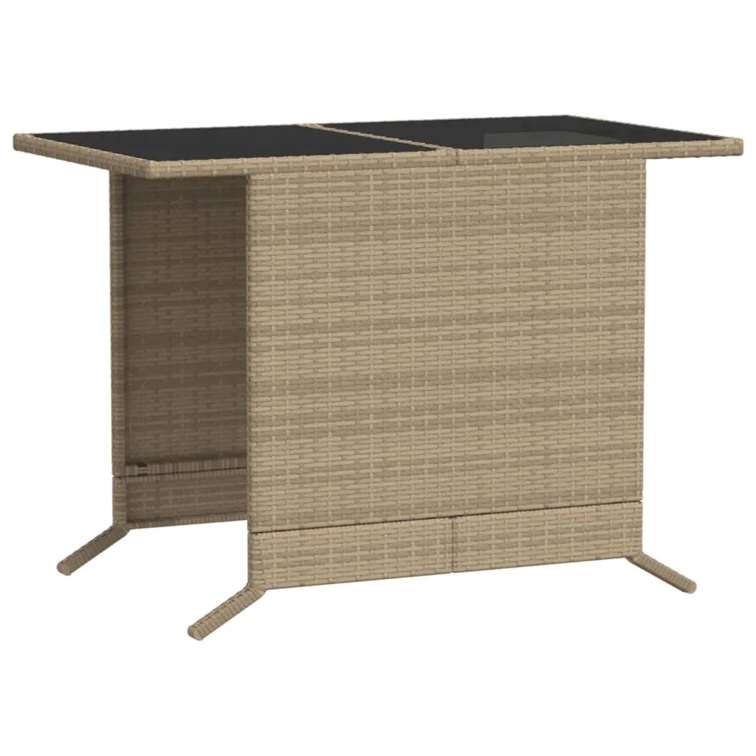 Beiges vidaXL Bistro-Set, 3-teilig, aus Polyrattan mit Glasplatte. Gartenmöbel für Balkon und Terrasse.